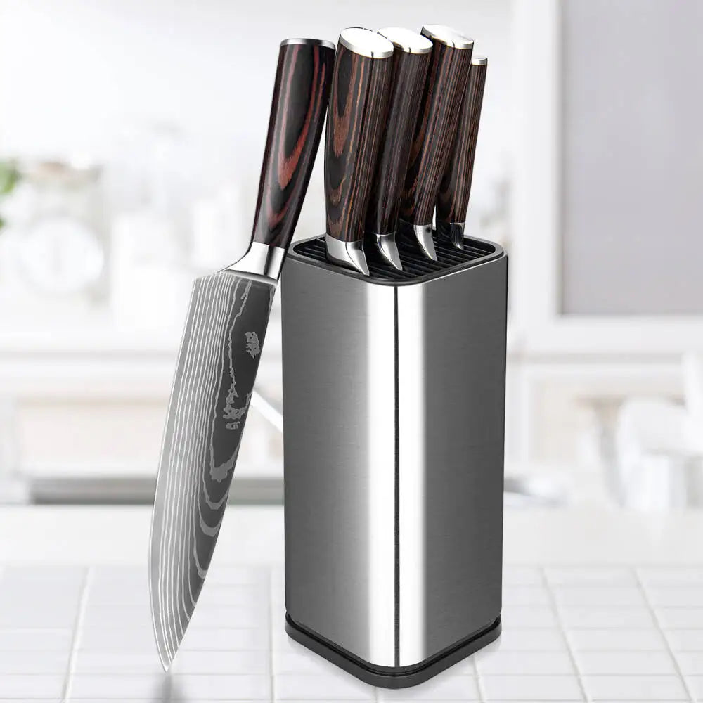 Kitchen Knife 6PCS Set Stainless Steel,Includes Chef's Knife, Bread, Boning Knife,Fruit Knife, with Stainless Steel Knife Holder