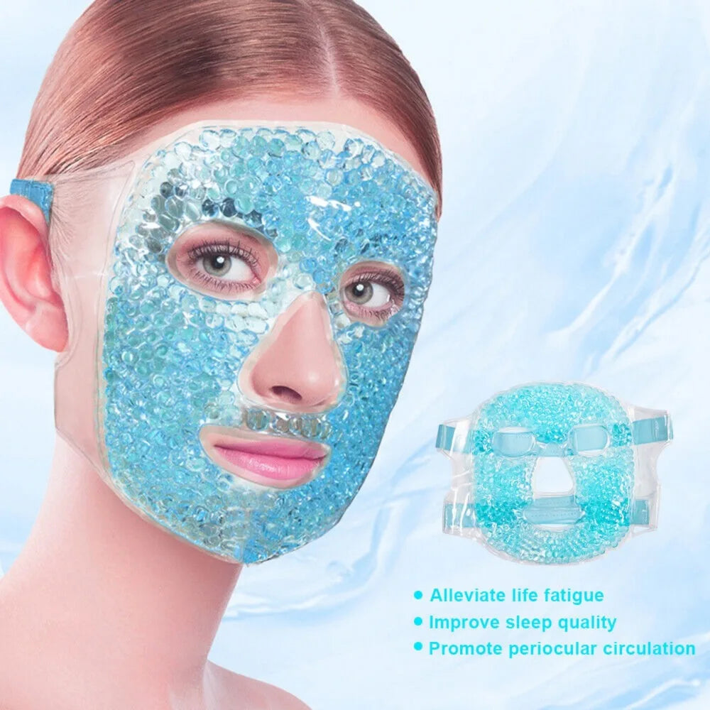 Full Face Therapy Mask with Gel Beads - Hot/Cold Compress & Reusable