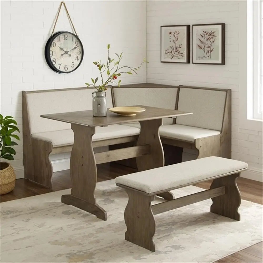 Indoor 3 Piece Kitchen/Dining Corner Table Booth Bench