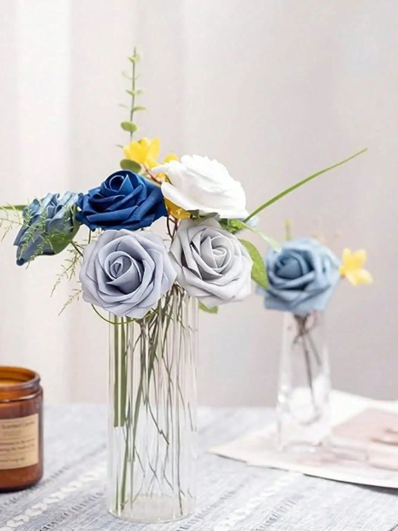 25pcs/Set Artificial Foam Rose Flowers/ Realistic Fake Roses/ Stem For DIY Wedding Bouquets /Centerpieces Bridal Shower/ Party/ Home Decorations