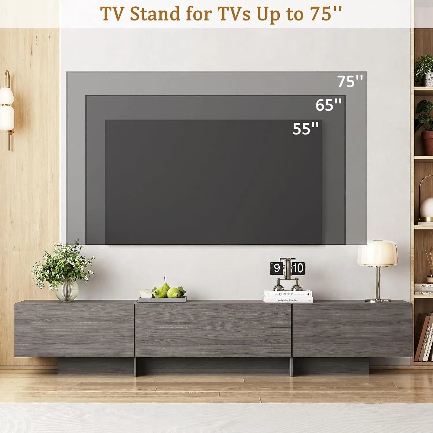 76.4'' Modern Console TV Stand, Large Storage/Media Cabinet