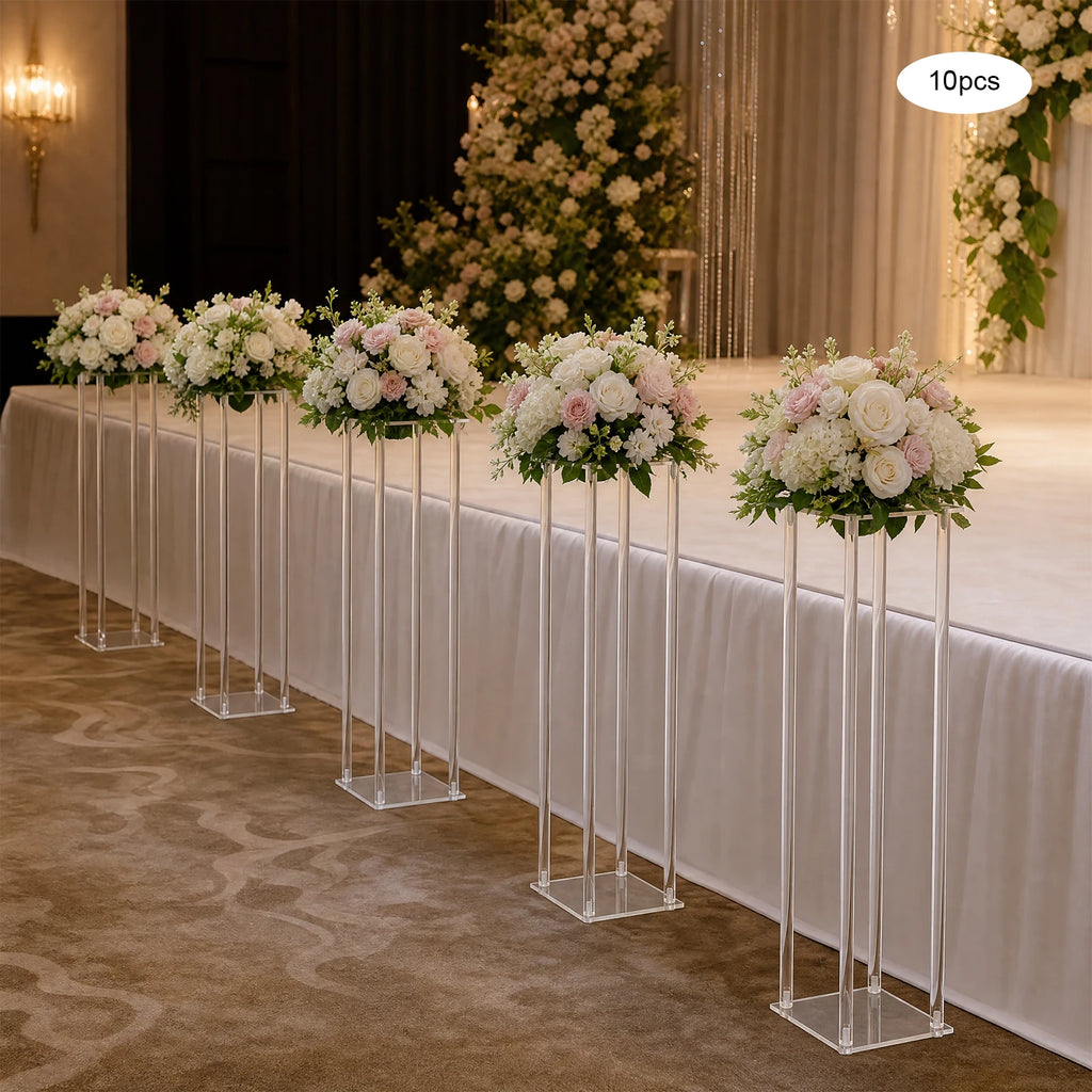 10PCS Acrylic Flower Stand 7.87x7.87x23.62in Clear Wedding Flower Display Rack 6.6lbs Capacity/ Decoration Stand for Party Centerpiece