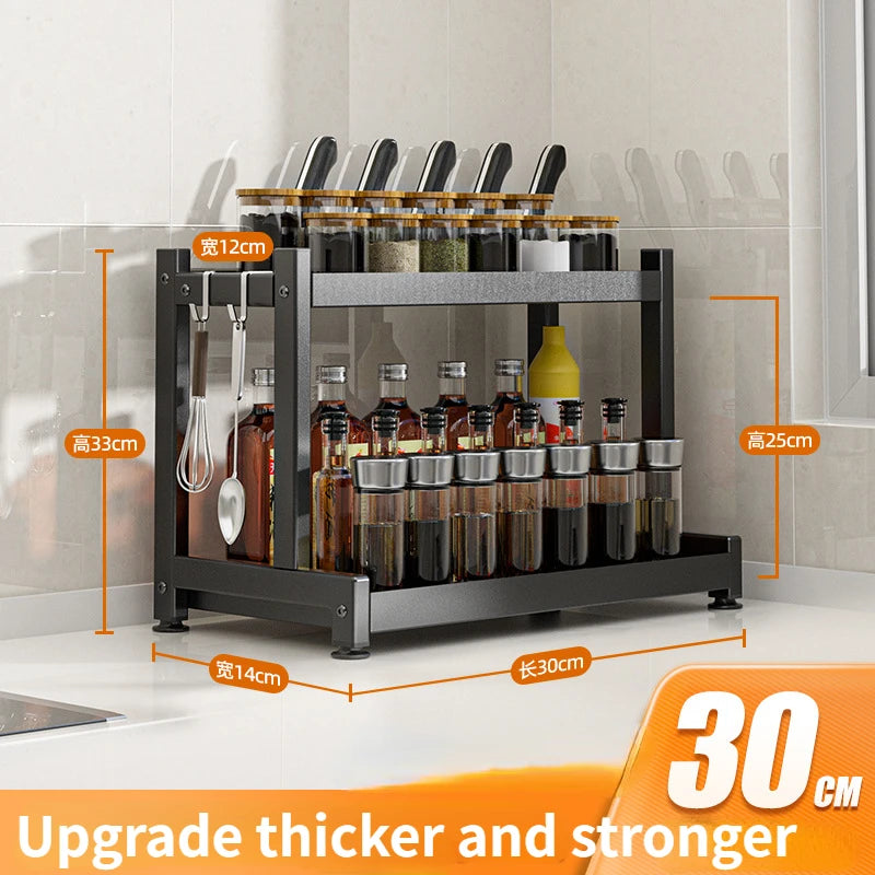 Kitchen Spice Rack Carbon Steel Thickened Seasoning Chopsticks Drying Shelf Organizer Knife Jar Organizer Household Accessories