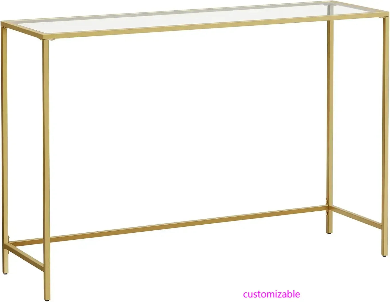47.2 Inches Console Table, Tempered Glass Sofa Table, Modern Entryway Table, Sturdy Metal Frame,Easy to Assemble,Adjustable Feet