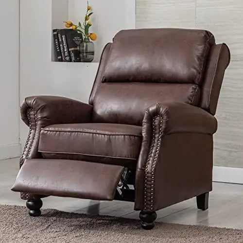 Pushback Recliner/ Faux Leather Armchair with Rivet Decoration