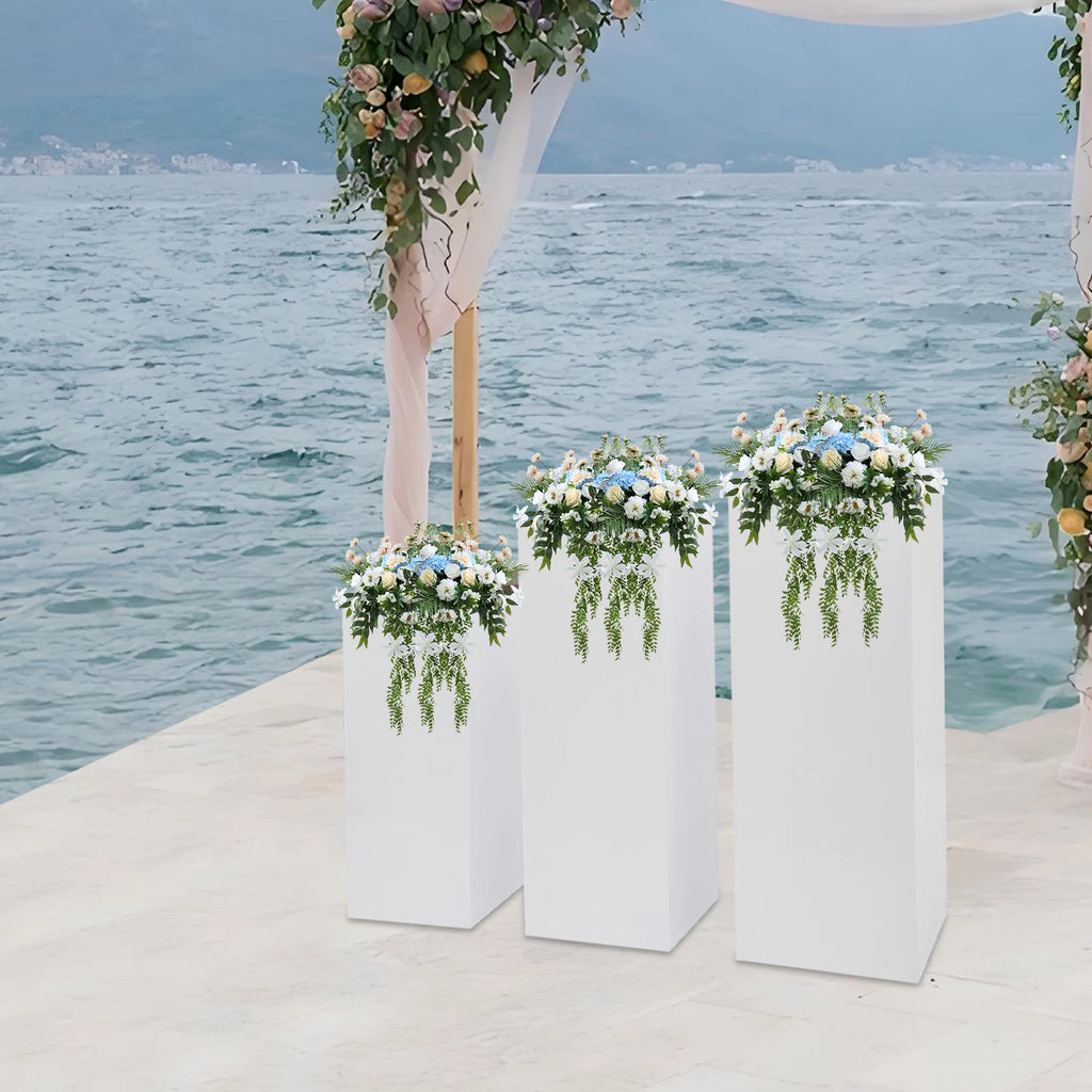 3PCS Square Metal Pedestal Stands, for Parties, Flower Display Rack, Dessert Table /Cube Display Pillars for Birthday/ Wedding