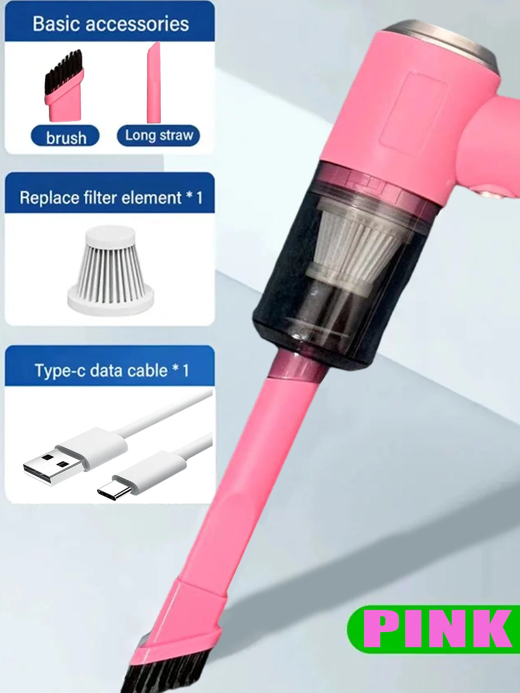 Wireless Hand Held Vehicle Vacuum/ Mini Vacuum Cleaner Super Suction Power/ Can Be Used for Car and Home Cleaning
