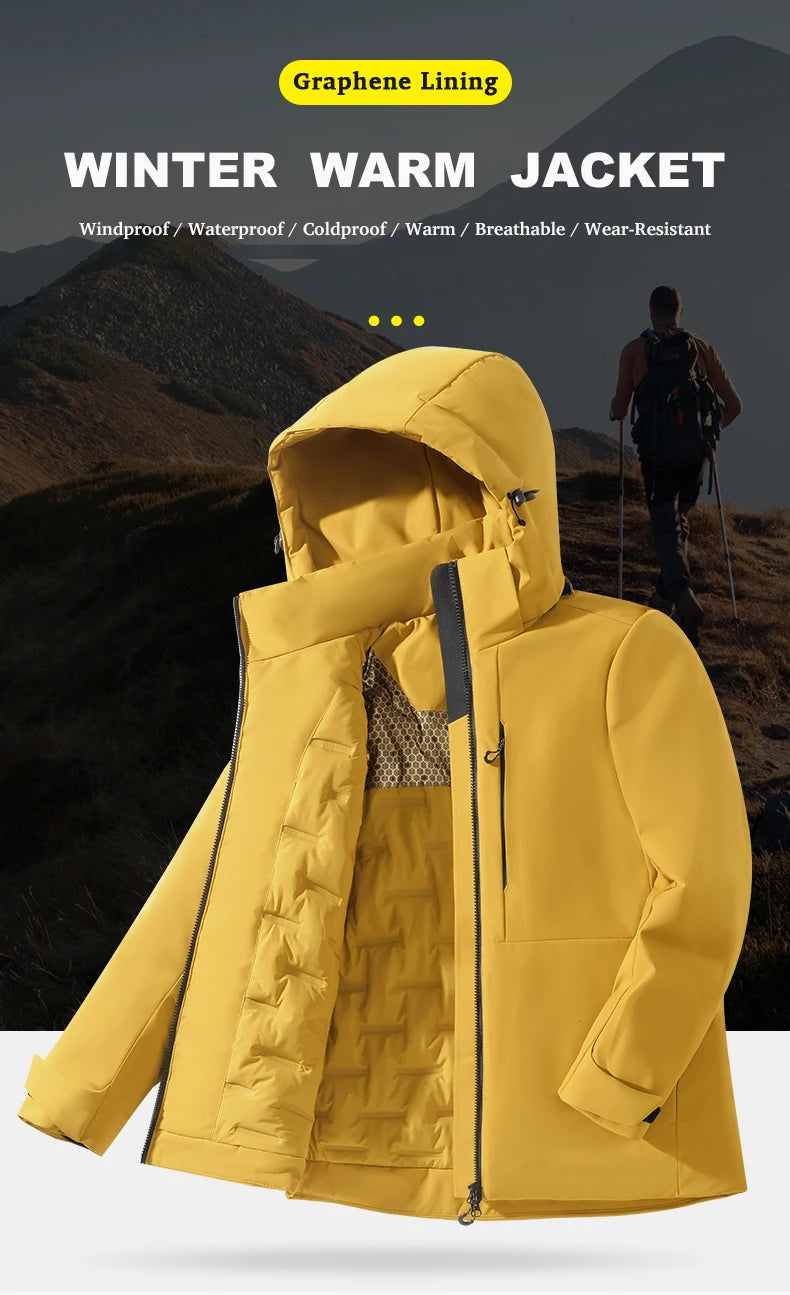 JNLN Unisex Waterproof Fleece Jackets /Winter Windproof Thermal Windbreaker Men and Women Hiking, Camping, Skiing, Climbing Raincoat