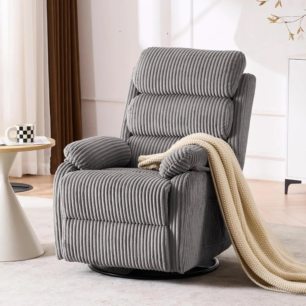 premium velvet 360° swivel rocker recliner with generous footrest - high back gliding chair for nursery, living room & compact Spaces