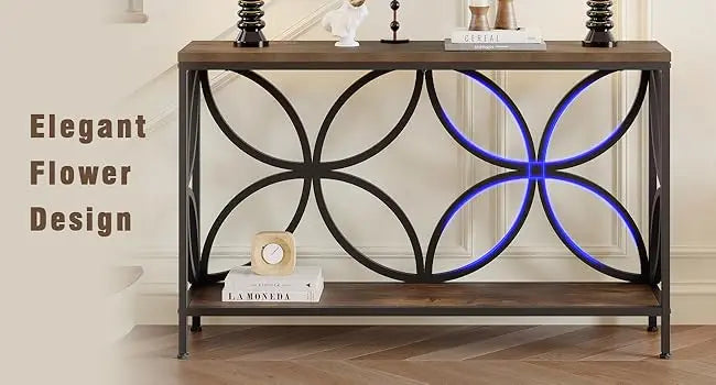 Narrow Sofa Table 47.2 Inch,Industrial Sofa Table Behind Couch,Vintage Entry Console Table with Storage for Entryway,Living Room