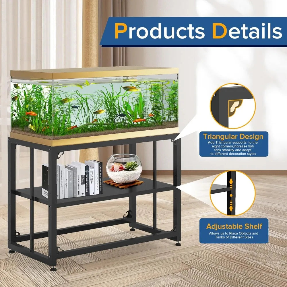 Fish Tank Stand 40 Gallon, Metal Aquarium Stand 36.5" L x 18.5" W*29.5”H, Double-Layer Storage Design, Suitable for Any Room