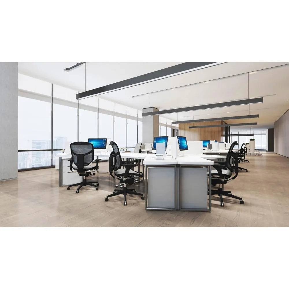 Quantum 9000 Series Ergonomic Mid-Back Office Chair with Mesh Seat and Back, Black