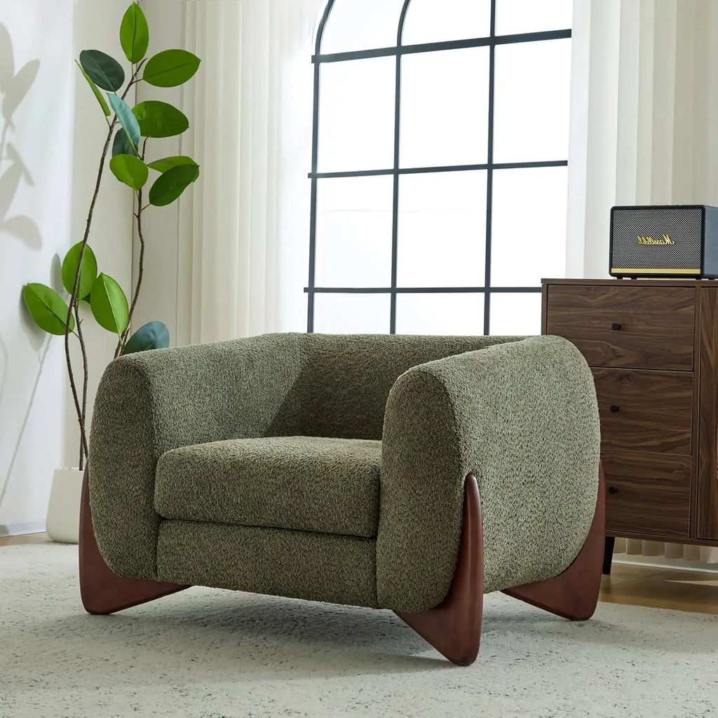 Holly Modern Boucle Fabric Upholstered Club Chair for Living Room, Home Office, Apartment, Relaxing Chair