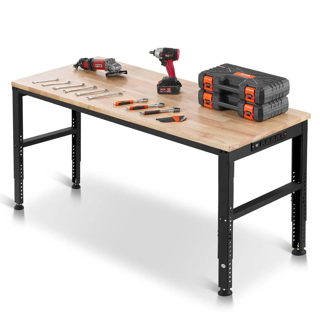 Adjustable Workbench, 2000 lbs Capacity, 61 x 20-inch Heavy Duty Work Bench with 27.1-36 Inches Height Adjustment
