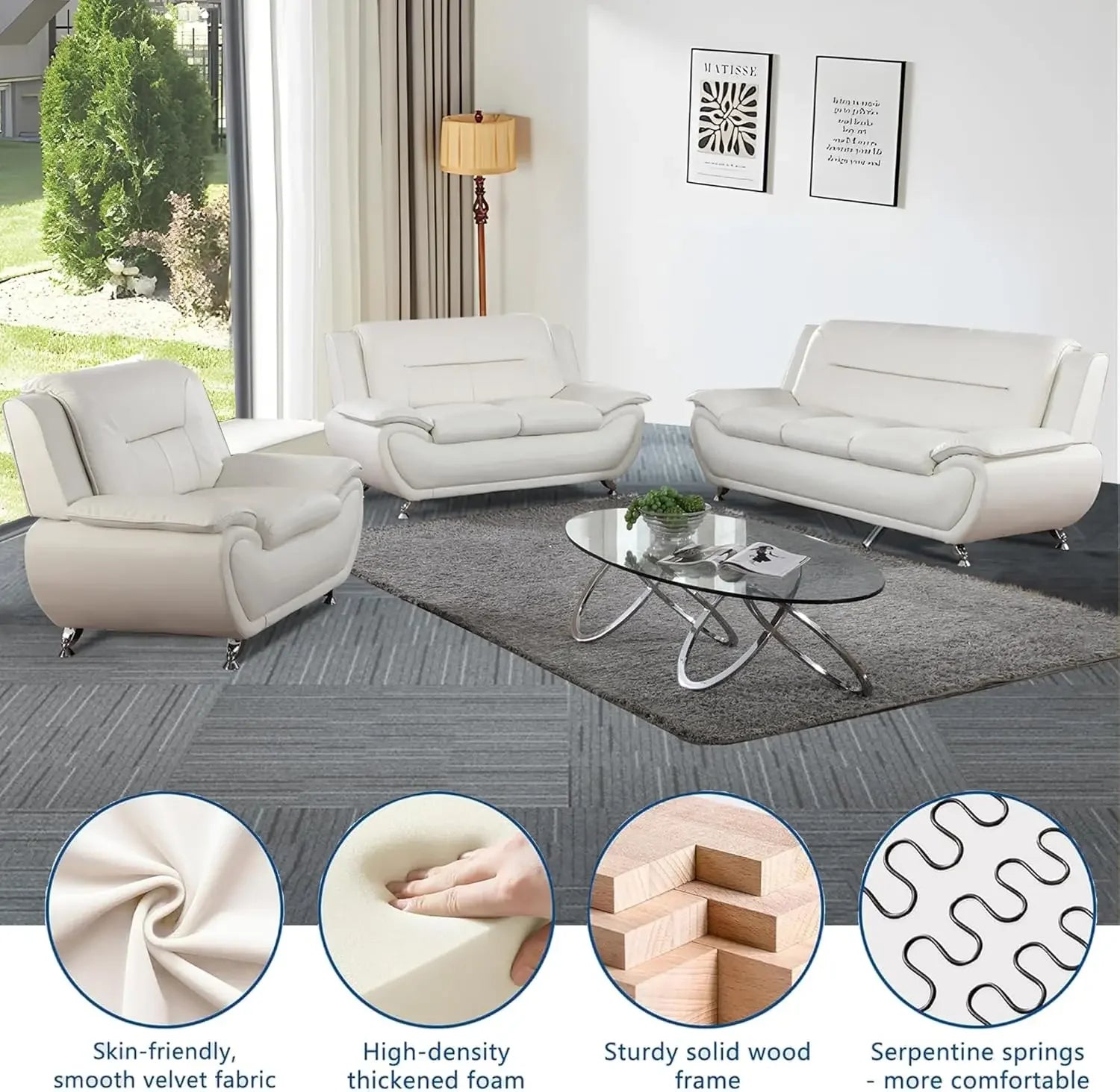 3 Piece Living Room Sofa/Loveseat/Chair