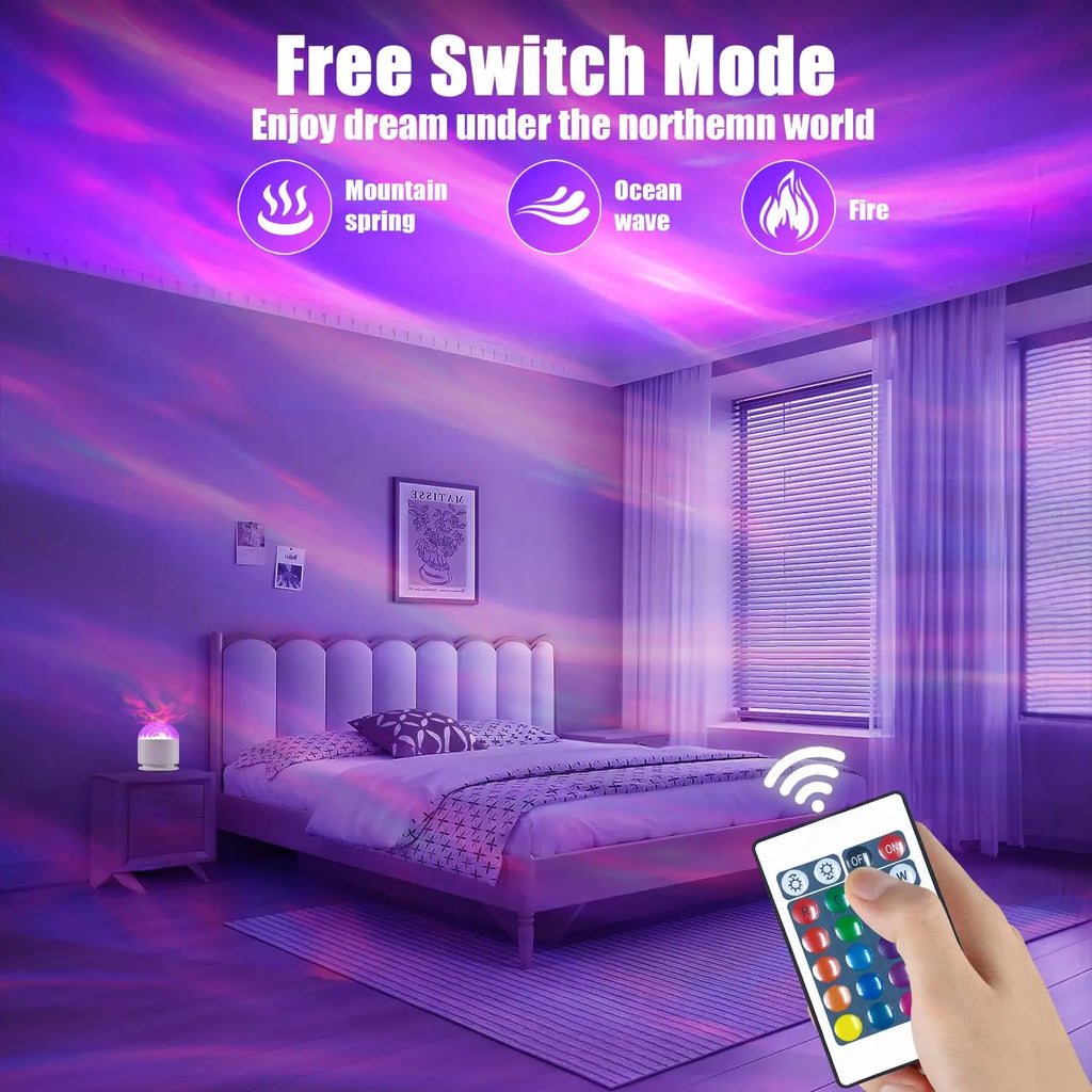 Starry Sky Galaxy Northern Aurora/Water Ripple LED Night Light/ 16 Color 360°Rotating RGB USB Lamp/ Remote Projector/ Ambient Light