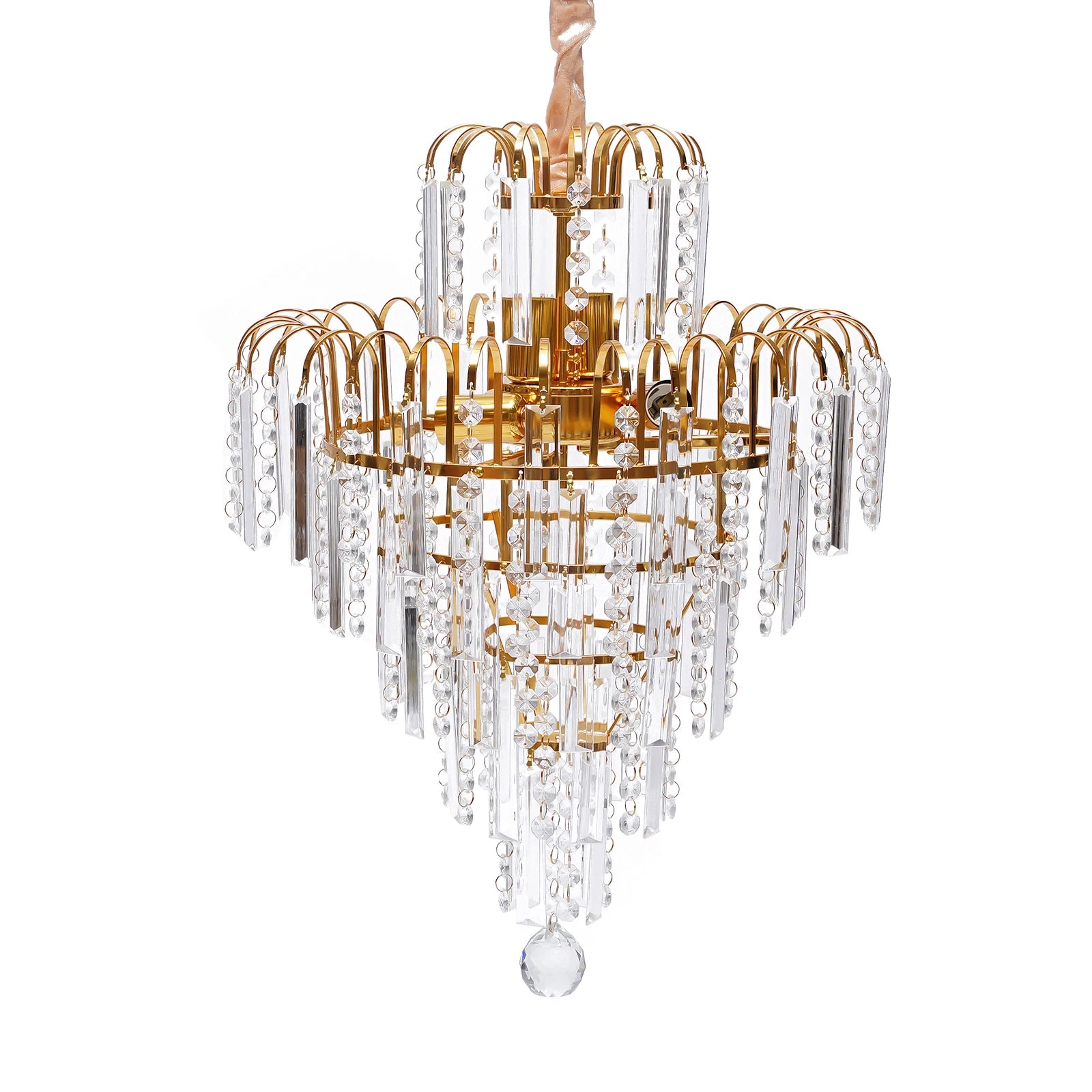 Elegant Crystal Modern Droplet Ceiling Lamp Pendant Lighting Fixture/ Waterfall Hanging Chandelier