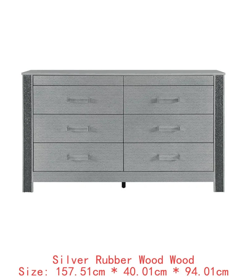 King 5PC Modern Bedroom Set - Silver Finish