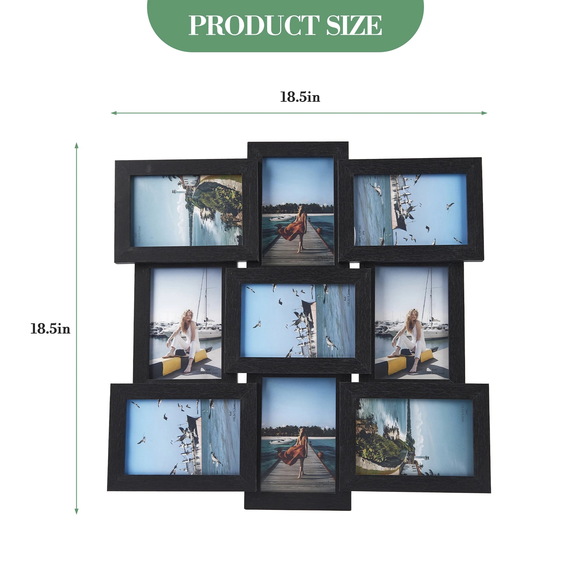 Gallery Collage Photo Frame Set – Black 4x6 MDF Wood Frames with Shatterproof Glass, Easy Assembly, Modern Wall Decor