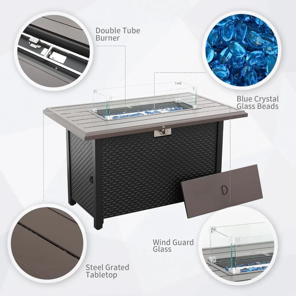 45 Inch Fire Table for Outside 60000 BTU Steel Gas Fire Pit Outdoor Fire Pit Table