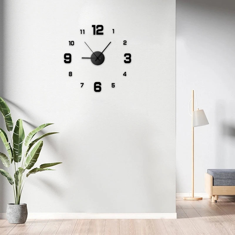 Creative Frameless DIY Wall Clock/ Wall Decal/ Home Silent Clock /Living Room/Office Wall Decoration