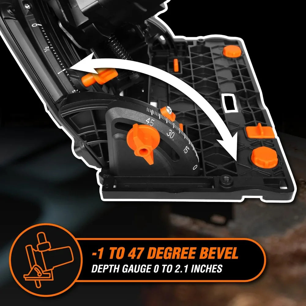 6.5-Inch Cordless Track Saw with Brushless Motor, Variable Speed, Dual 20V Max 4.0 Ah Batteries, and Charger (20691)