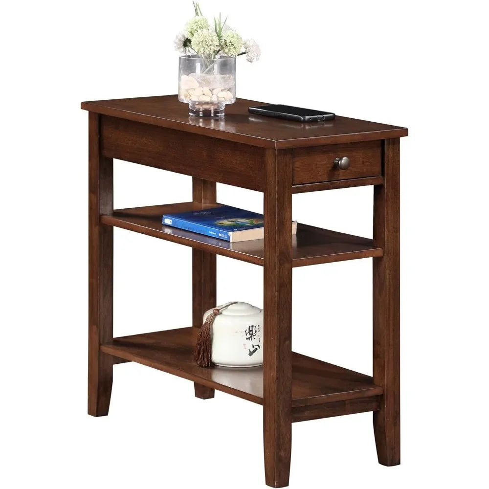 Customizable-American Heritage Chairside End Table With Drawer 23.5" - Classic Living Room Table With Storage Shelf, Bedroom Night Stand