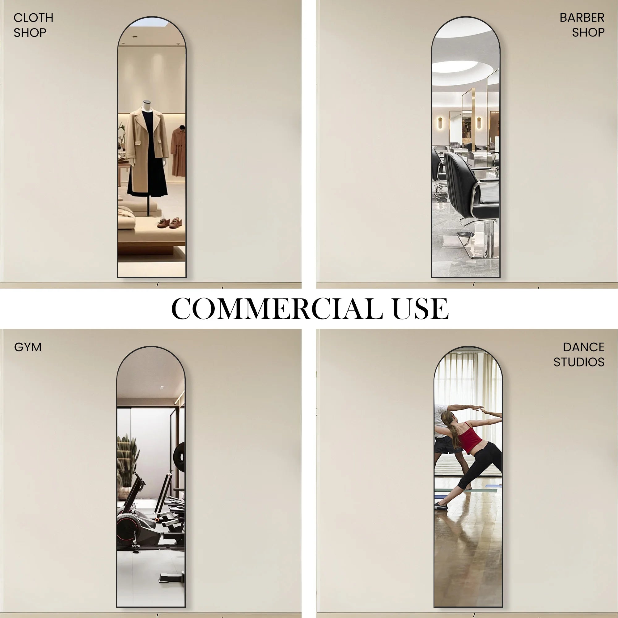 Full Length Mirror with Stand 59"x16" Floor Mirror with Aluminum Alloy Frame Body Wall-Mounted Mirrors For Bedroom/ Bathroom