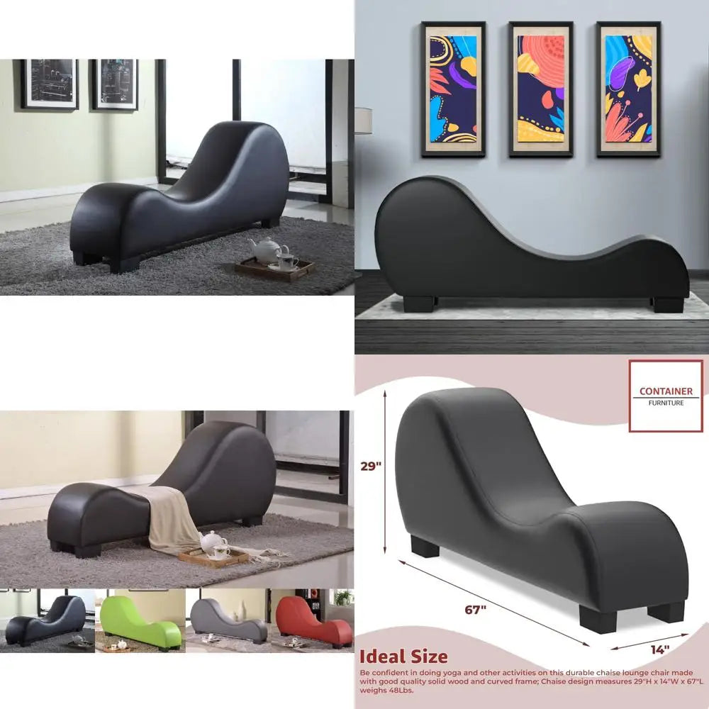 Yoga Chaise Lounge Collection- Faux Leather Curved Sofa