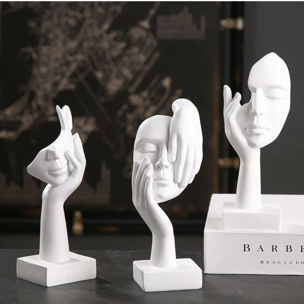 Nordic Resin Abstract Statue/ Desktop Ornaments Sculpture Figurines Face/ Character Light Luxury/ Art Crafts/ Office Home Decor