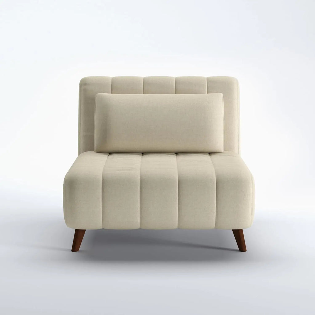 40" W Convertible Futon Chair with Matching Pillow(s) for Small Space Living Room and Apartment (Springfield, Beige)