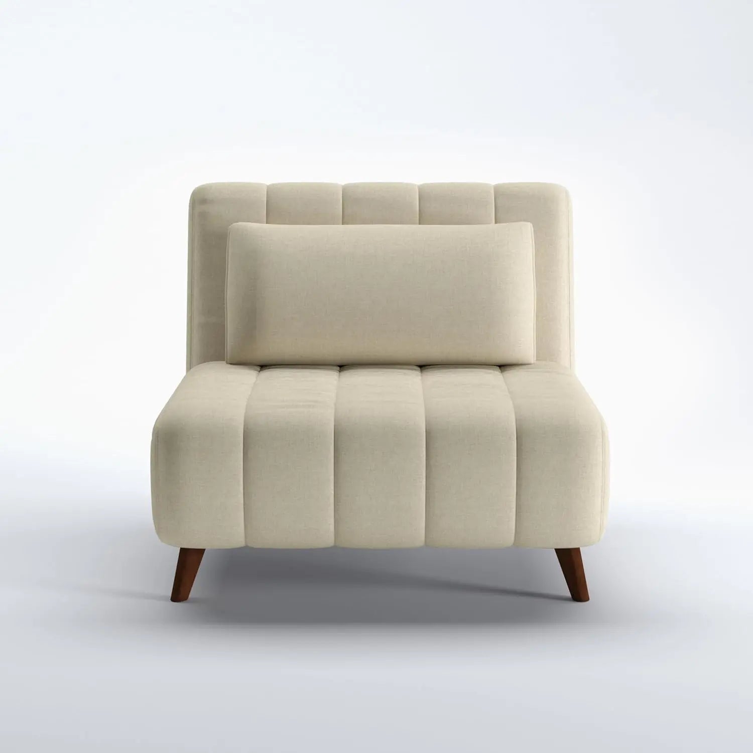 40" W Convertible Futon Chair with Matching Pillow(s) for Small Space Living Room and Apartment (Springfield, Beige)
