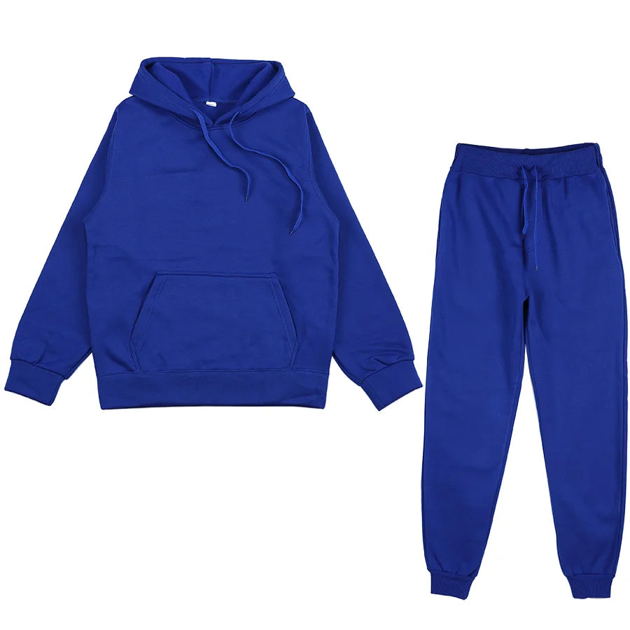 Two Piece Set Casual Fleece Tracksuit Women Winter/ Women's Set/ Oversized Hooded Long Sleeve Hoodie/ Sport Pants