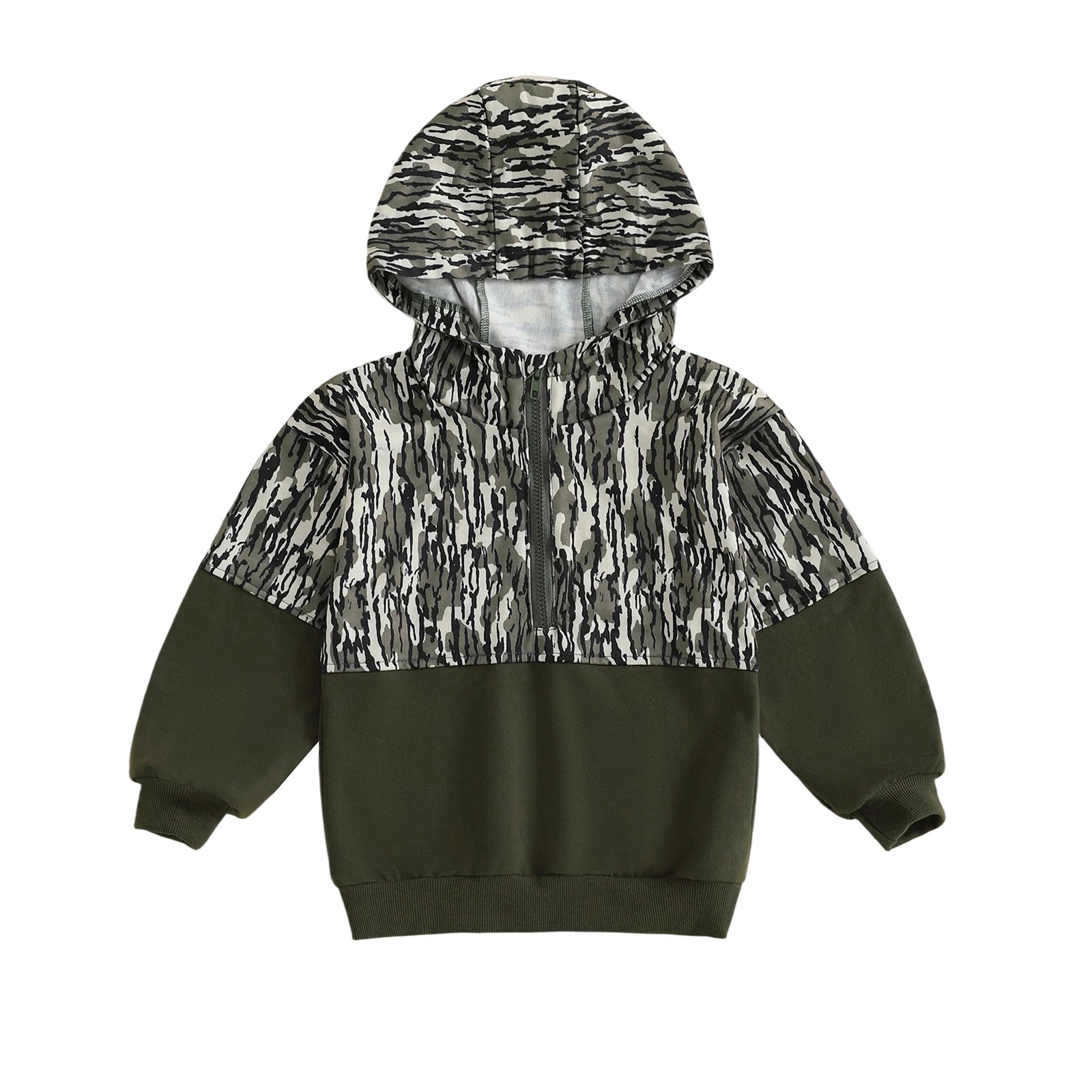 Children s Camouflage Print Half Zip-up Long Sleeve Hooded Sweatshirt/Casual Toddler Pullover Jacket Coat for Girls/Boys