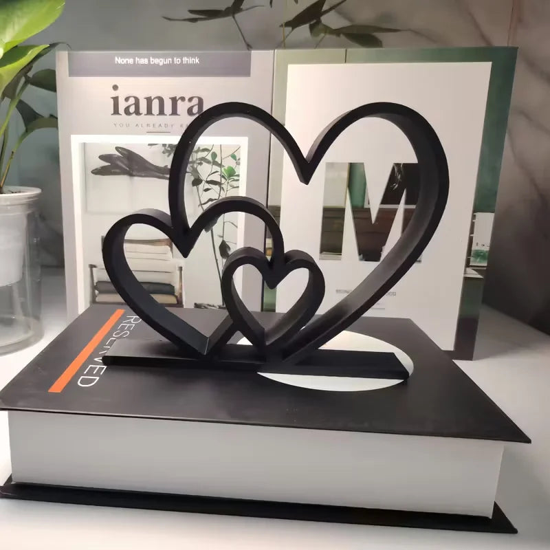 Heart-to-Heart Statue - Black & White Love Ornament, Desk & Bookshelf Decor, Valentine’s Gift, Home Decoration