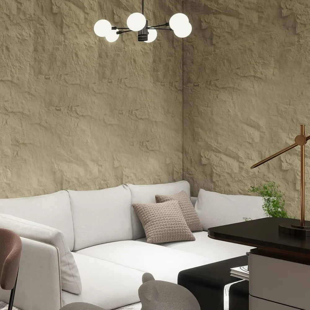 3D Faux Stone Wall Panels - 3 Pack Wainscoting for Interior Decor, Waterproof Covering, 47.24 Inch