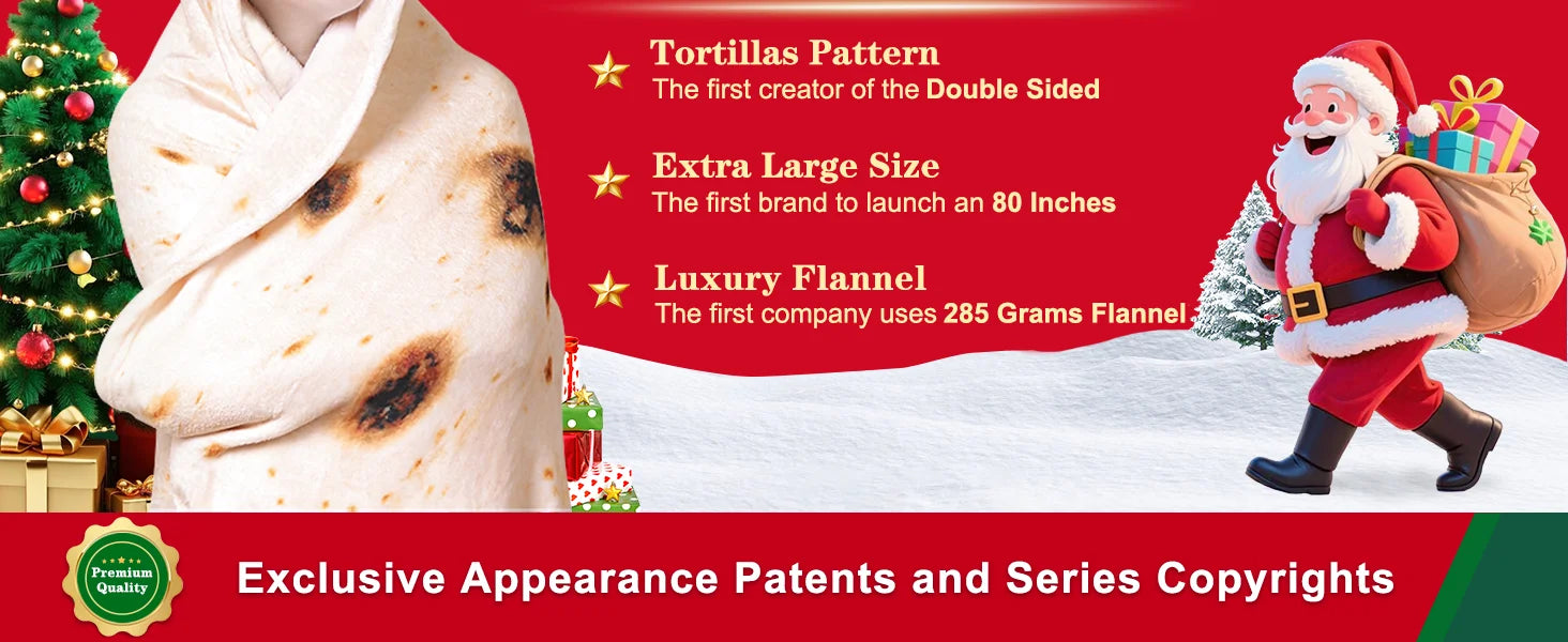 Mermaker 71" Tortilla Burrito Blanket – Soft Flannel Taco Throw for Adults Kids, Funny Food Gift for Women, Men, Teens,