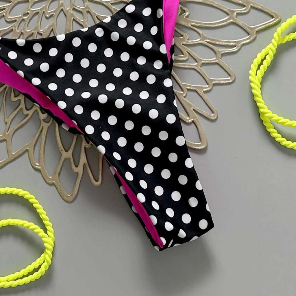 Micro Bikinis 2026 Women's Polka Dots Print Bathing Suit Halter Triangle Tie Side with String Bikini Sets Two Piece Swimsuit