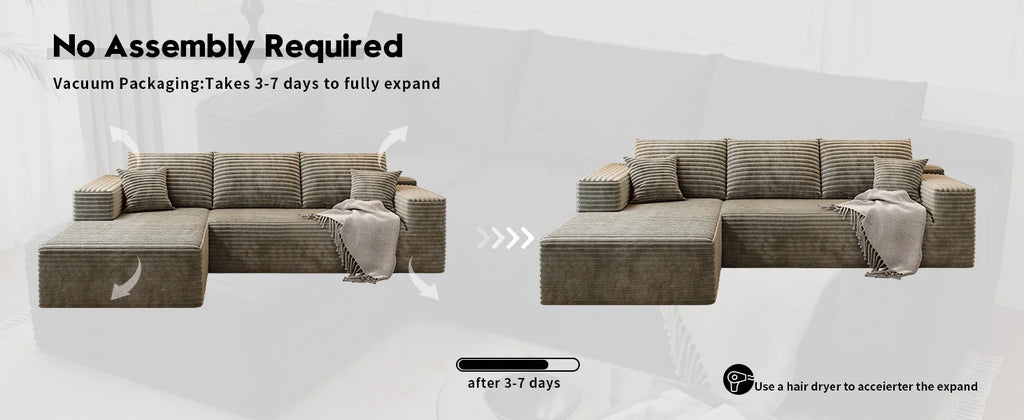 Cloud Modular Sectional Sofa Couch with L-Shape Chaise, Upholstered Couches for Living Room/ Bedroom