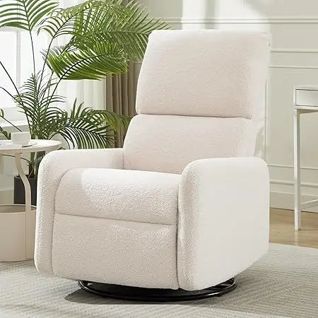 360° Swivel Glider Chair, Rocking Chair Nursery with Side Pockets, Deep Cushioned Seat, Nursery Chair with Steel Structure Base,