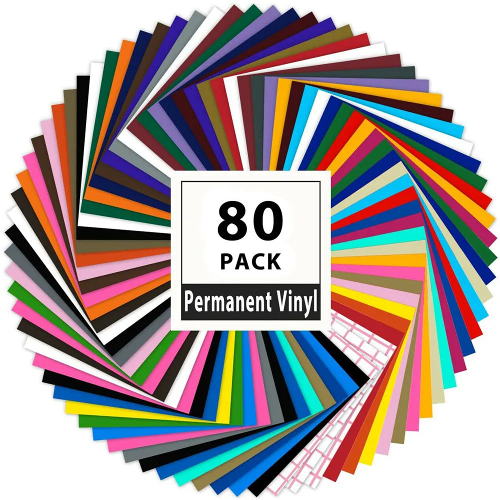 Permanent Vinyl - 12' X 12' Permanent Adhesive Vinyl Bundle Compatible with Cricut Cutting Machine