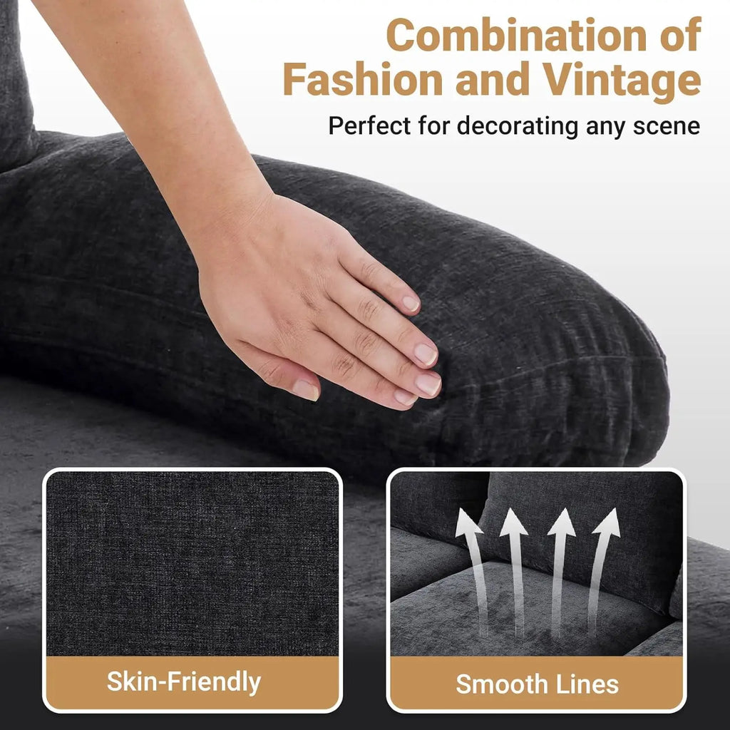 110" Sectional Couches for Living Room, U- Shaped Couch with Double Chaise, 4-Seat Sofa Set with Chenille Fabric for Home Furniture