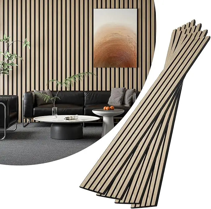 4-Piece Wood Slat Acoustic Panels for Stylish Decor - 94.5" x 7.87" Wood Wall Panels, 3D Wood Slat Wall Panel