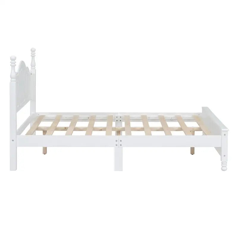 Full Size Wooden Platform Bed , White 3-Piece Bedroom Set