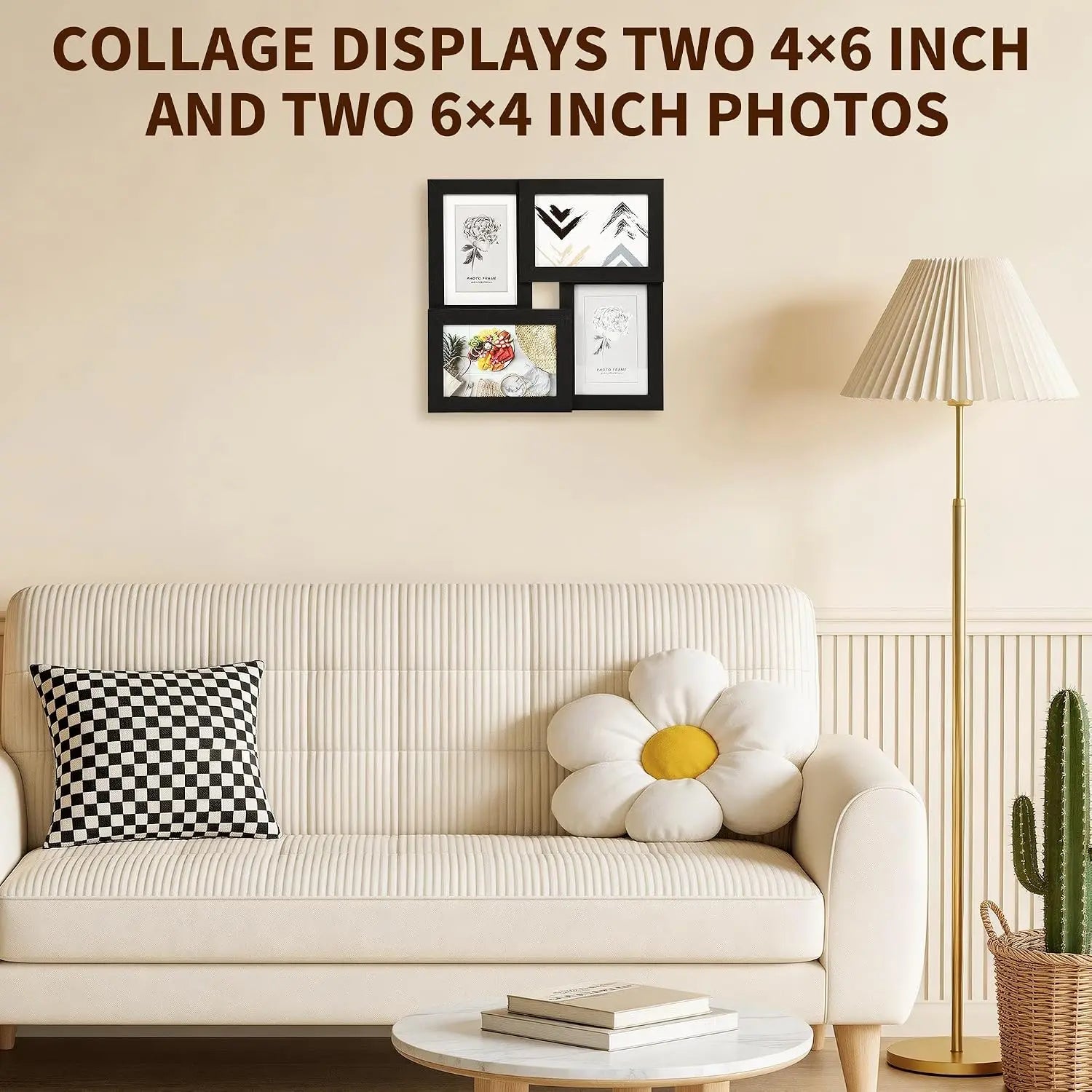 4PCS/Set  4x6 Inch Collage Picture Frame Wall Decor Set/Home /Living Room Wall Hanging Photo Frames/ Multi-Photo Display with Glass Front/ Wedding Party Home Decoration