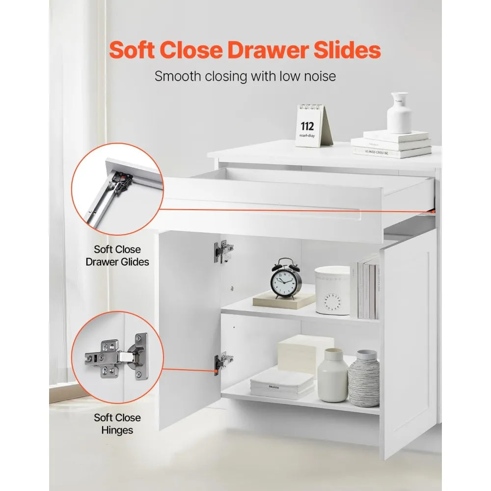 36 White Shaker Style Drawer Base Cabinet, Unassembled, 36 Width x 24 Depth x 34.5 Height