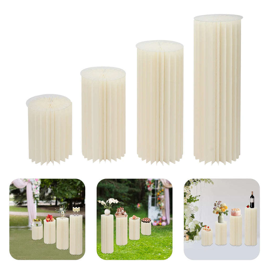 4Pcs Foldable Cardboard Flower Stands/ Wedding Centerpieces/ Display Dessert Table Column for Party/ Garden Decor (40+60+80+100cm)