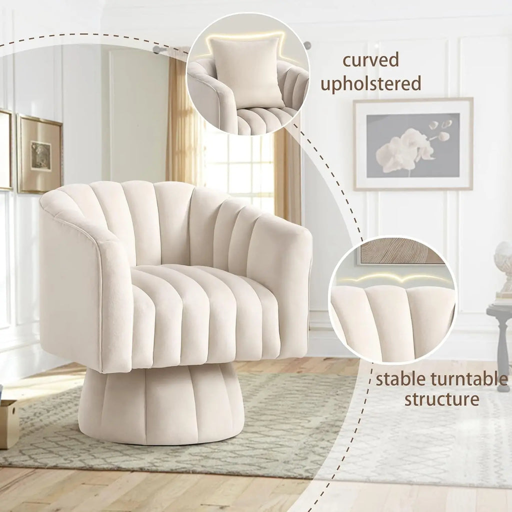 Swivel Accent Chair,360°Swivel Barrel Chairs, Mid-Century Chair with Wide Upholstered, Modern Velvet Fabric, Round, Customized