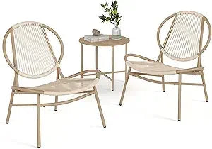 Customizable-Patio Furniture Set 3 Pieces, Garden Bistro Acapulco Chairs, Outdoor Seating, Side Table And 2 Chairs, Indoor And Outdoor