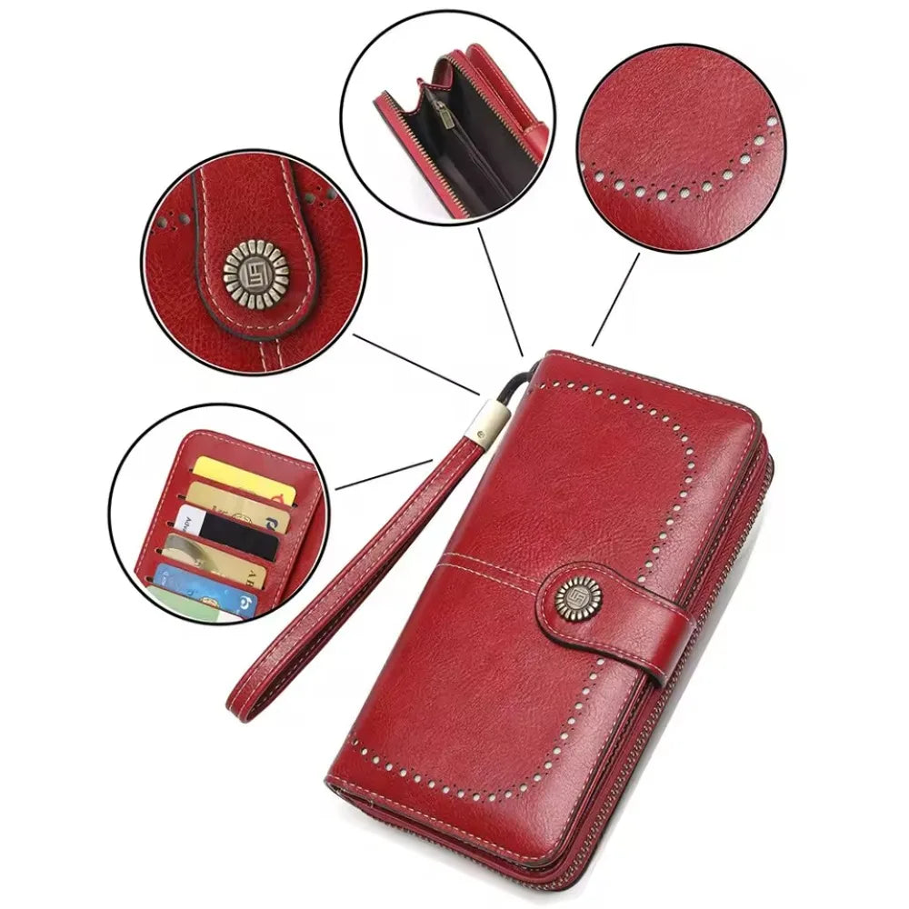 High Quality Women Wallet  Anti-Theft Leather Wallets For Woman/ Long Zipper Large Ladies Clutch Bag/ Female Purse Card Holder